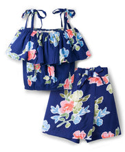 Load image into Gallery viewer, Floral Printed Straped Frilled Top Skort Co-ord Set