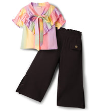 Load image into Gallery viewer, Ombre Printed Frilled Crop Top Culotte Pant Set
