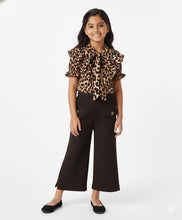 Load image into Gallery viewer, Leopard Print Frilled Crop Top Culotte Pant Set