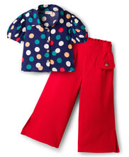 Load image into Gallery viewer, Polka Printed Crop Shirt Waffle Culotte Pant Set