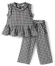Load image into Gallery viewer, Cotton Checkered Frilled Top Palazzo Co-ord Set