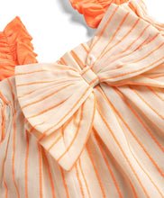 Load image into Gallery viewer, Cotton Woven Striped Co-ord Set with Bow Applique