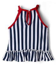 Load image into Gallery viewer, Striped Halter Neck Frilled Top Pleated Skirt Set