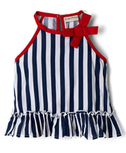 Load image into Gallery viewer, Striped Halter Neck Frilled Top Pleated Skirt Set