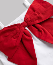 Load image into Gallery viewer, Cotton Straped Top Skirt Set with Bow Applique