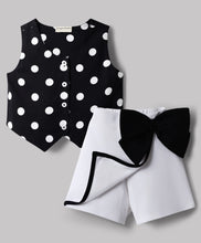 Load image into Gallery viewer, Polka Printed Top Waffle Flap Skort Set with Bow Applique