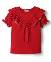Load image into Gallery viewer, Solid Frilled Top Abstract Printed Pant Set