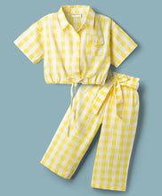 Load image into Gallery viewer, Cotton Checkered Collared Top and Pant Set