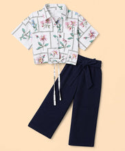 Load image into Gallery viewer, Floral Printed Collared Top and Solid Pant Set