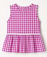 Load image into Gallery viewer, Cotton Checkered with Lace Top and Pant Co-ord Set