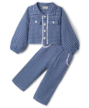 Load image into Gallery viewer, Cotton Checkered Top and Pant Co-ord Set - Blue