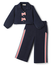 Load image into Gallery viewer, Cotton Double Cloth Fabric Top Pant Co-ord Set - Navy