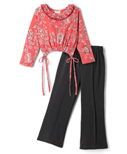 Load image into Gallery viewer, Cotton Floral Printed Knotted Top Pant Set - Pink
