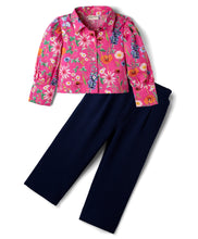 Load image into Gallery viewer, Floral Printed Collar Top Textured Pant Set - Pink