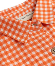 Load image into Gallery viewer, Checkered Printed Collar Top Textured Pant Set - Orange