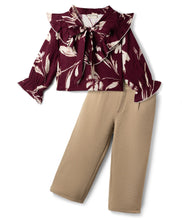 Load image into Gallery viewer, Frilled Floral Printed Top and Waffle Culotte Set