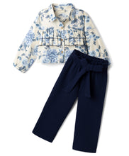 Load image into Gallery viewer, Frilled Floral Printed Top and Waffle Culotte Set