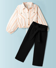 Load image into Gallery viewer, Seer Sucker Stripes Printed Top and Waffle Culotte Set