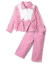 Load image into Gallery viewer, Cotton Checkered Collared Top Waffle Culotte Co-ord Set