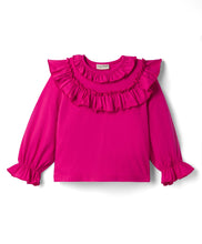 Load image into Gallery viewer, Frilled Solid Full Sleeves Top and Floral Culotte Set