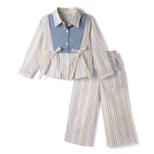 Load image into Gallery viewer, Cotton Striped Full Sleeves Shirt Top and Culotte Set