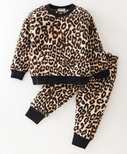 Load image into Gallery viewer, Polar Fleece Leopard Print Sweatshirt and Jogger Co-ord Set