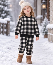 Load image into Gallery viewer, Polar Fleece Checkered Sweatshirt and Jogger Co-ord Set
