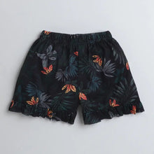 Load image into Gallery viewer, Straped Printed Frill Top Short Set
