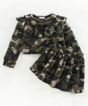 Load image into Gallery viewer, Camouflage with Frill Polar Fleece Top Skirt Set