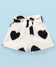 Load image into Gallery viewer, Frilled Sleeves Top Belted Hearts Shorts Set