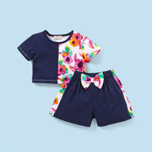 Load image into Gallery viewer, Floral Color Block Top Shorts Set