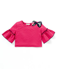 Load image into Gallery viewer, Frilled Sleeves Bow Top Belted Floral Plazzo Set