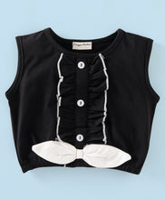 Load image into Gallery viewer, Frilled Solid Bow Top and Hearts Skirt Set