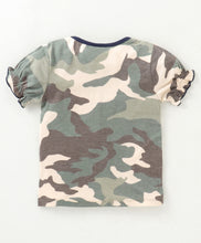 Load image into Gallery viewer, Camouflage V shape Frill Bow Top Short Set