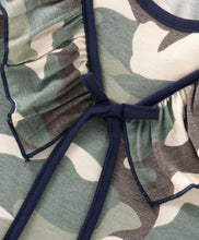 Load image into Gallery viewer, Camouflage V shape Frill Bow Top Short Set