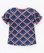 Load image into Gallery viewer, Checkered V shape Frill Bow Top Short Set