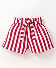 Load image into Gallery viewer, Polka Frilled Top Striped Belted Short Set
