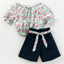 Load image into Gallery viewer, Floral Off Shoulder Half Sleeves Top Short Set