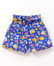 Load image into Gallery viewer, Neck Frill Top with Floral Belted Short Set