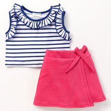 Load image into Gallery viewer, Striped Frilled Top Flapped Short Set