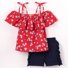 Load image into Gallery viewer, Floral Off shoulder Top Frilled Short Set