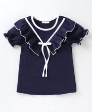 Load image into Gallery viewer, Solid V shape Frill Top Checkered Short Set