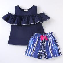Load image into Gallery viewer, Solid Frilled Top Tie and Dye Short Set