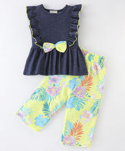 Load image into Gallery viewer, Solid Frilled Top Floral Plazzo Set