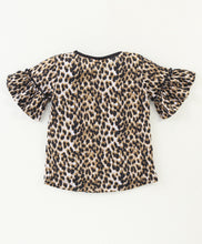 Load image into Gallery viewer, Animal Printed Frilled Sleeves Top Leggings Set