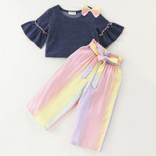 Load image into Gallery viewer, Solid Frilled Sleeves Top Plazzo Set