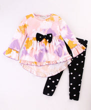 Load image into Gallery viewer, Tie Dye Frilled High Low Top Leggings Set