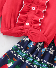 Load image into Gallery viewer, Front Frilled Top Jacquard Skirt Set