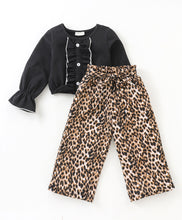 Load image into Gallery viewer, Front Frilled Top Animal Print Palazzo Set