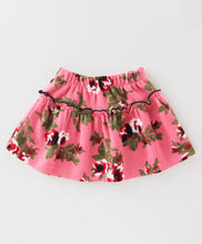 Load image into Gallery viewer, Floral Polar Fleece Frilled Top Skirt Set